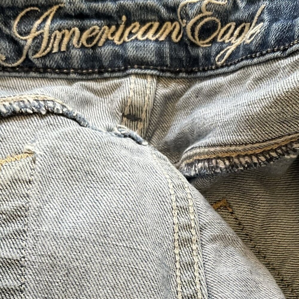 American Eagle Raw Split Hem Distressed Jeans 10r - image 8